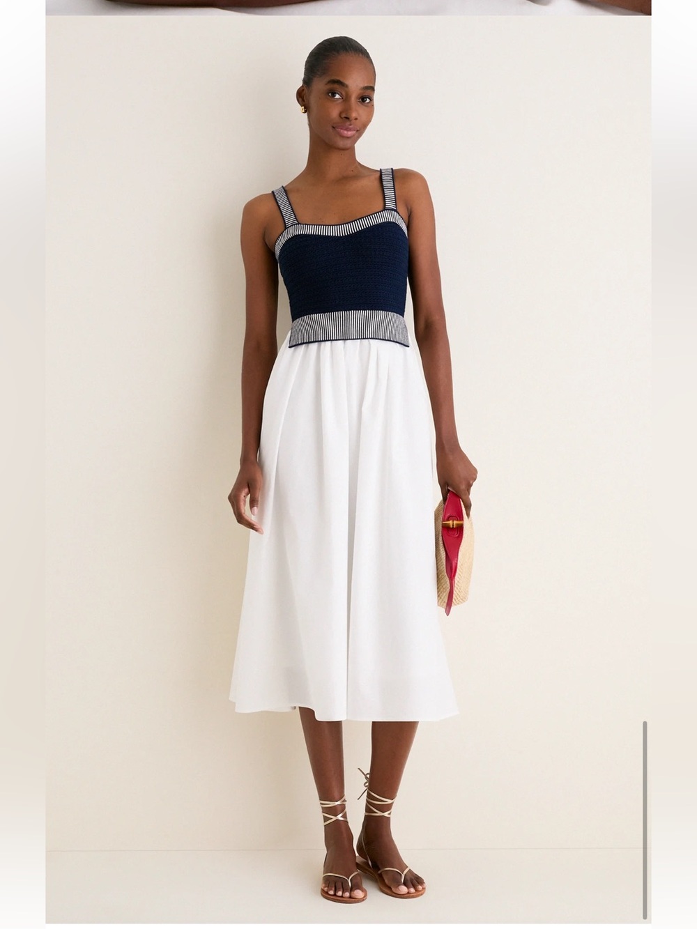 MOON RIVER Navy and Off White Knit Top Midi Dress - Picture 16 of 16